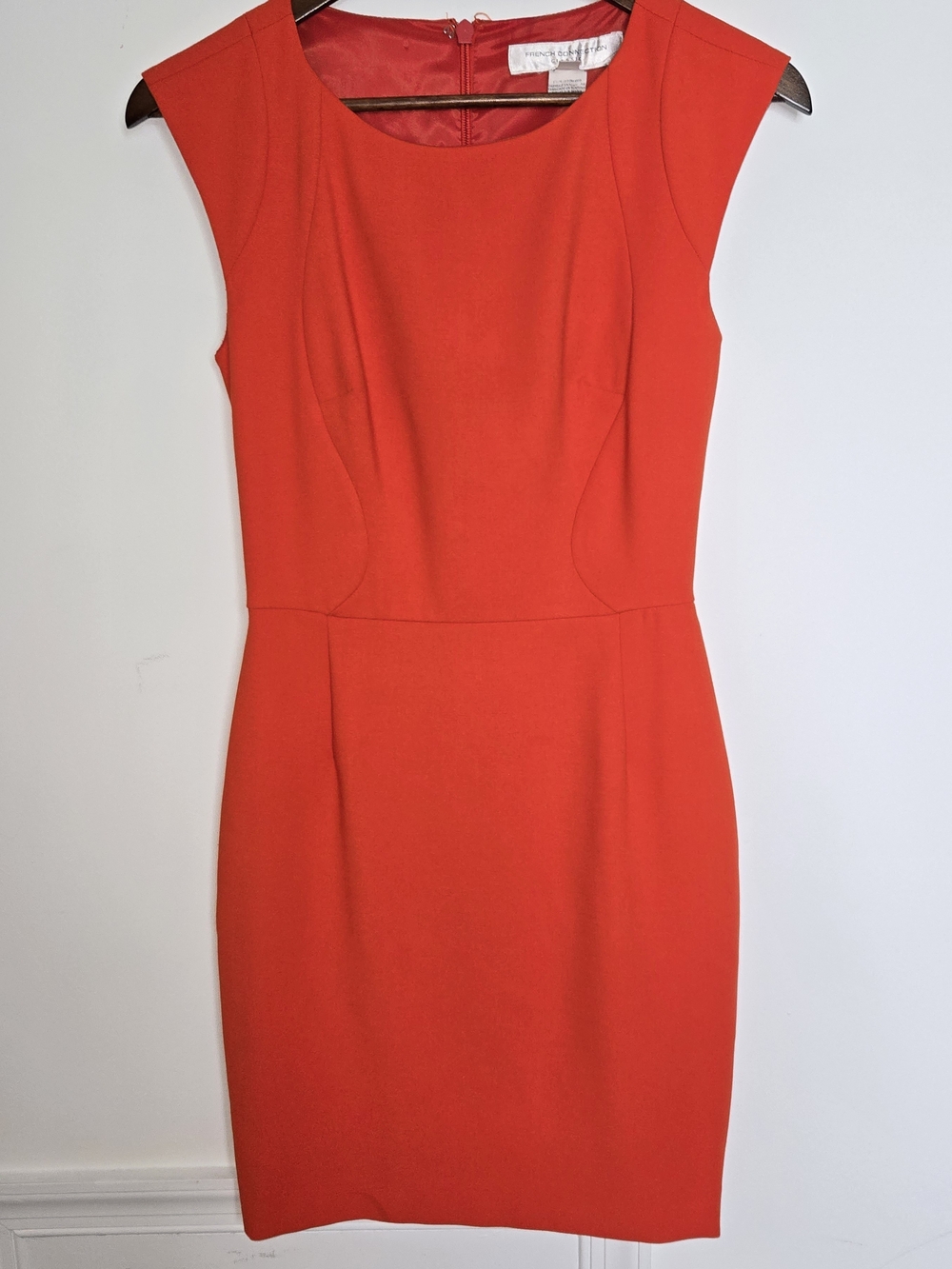 French Connection Orange-Red Sleeveless Mini Sheath Dress With Cap Sleeves - 4
